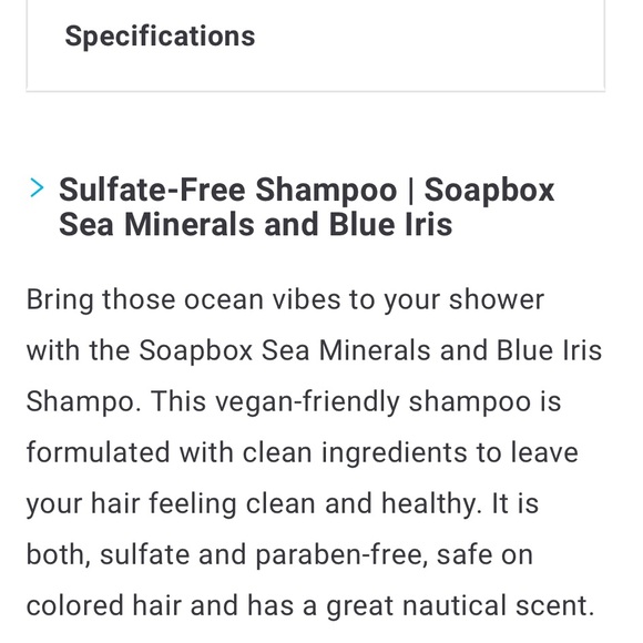Soapbox Sea Minerals Blue Iris Renew and Replenish Shampoo Conditioner Body Wash - Picture 4 of 5